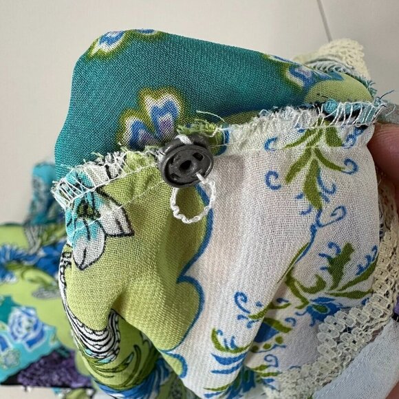 Notations Smocked Topper Size 3X Patchwork Print Sheer Lace Boho Peasant - Picture 13 of 15
